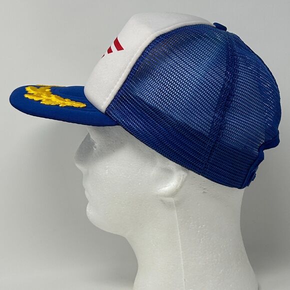 Vintage Cummins Trucker Hat Baseball Cap Engines 90s Gold Leaves Snapback Blue - Picture 8 of 11